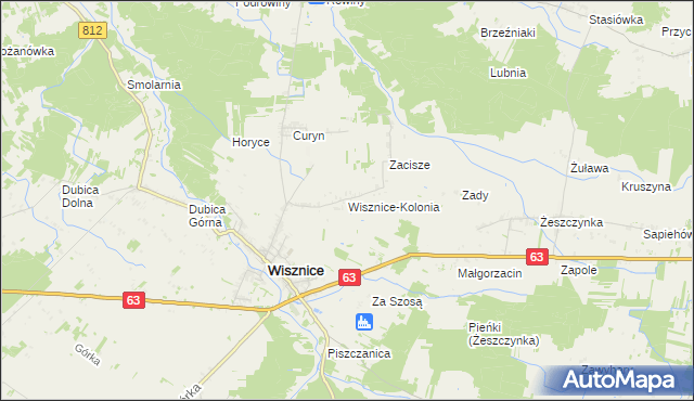 mapa Wisznice-Kolonia, Wisznice-Kolonia na mapie Targeo