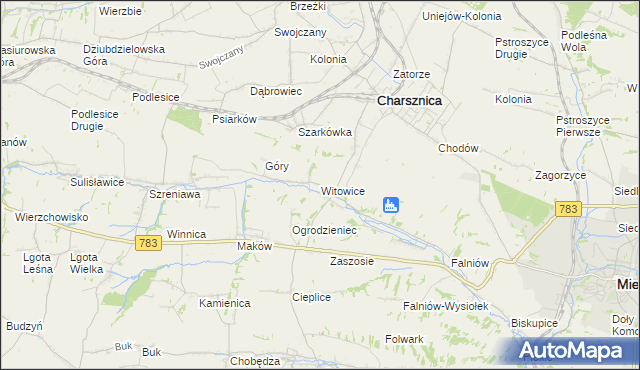 mapa Witowice gmina Charsznica, Witowice gmina Charsznica na mapie Targeo