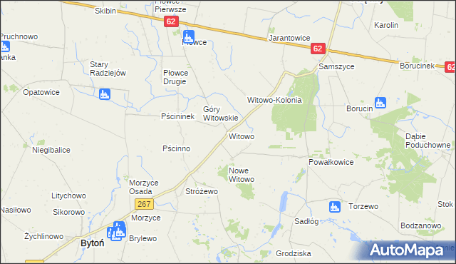 mapa Witowo gmina Bytoń, Witowo gmina Bytoń na mapie Targeo