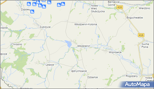 mapa Włodzienin, Włodzienin na mapie Targeo