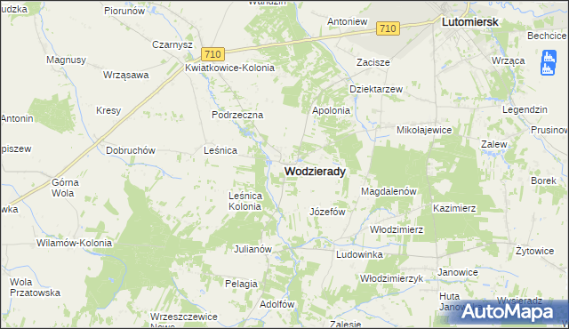 mapa Wodzierady, Wodzierady na mapie Targeo