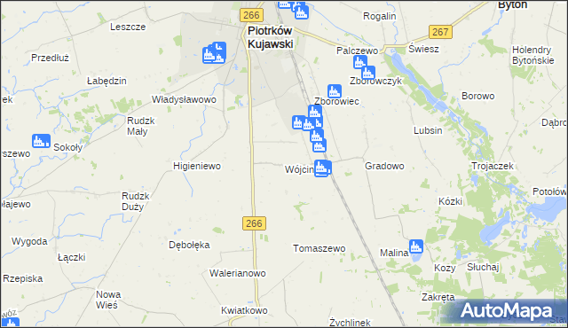 mapa Wójcin gmina Piotrków Kujawski, Wójcin gmina Piotrków Kujawski na mapie Targeo