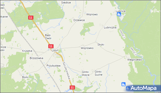 mapa Wojnówko gmina Okonek, Wojnówko gmina Okonek na mapie Targeo