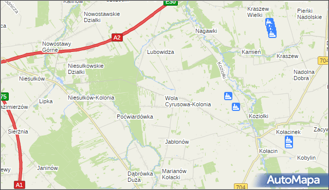 mapa Wola Cyrusowa-Kolonia, Wola Cyrusowa-Kolonia na mapie Targeo