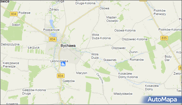 mapa Wola Duża gmina Bychawa, Wola Duża gmina Bychawa na mapie Targeo
