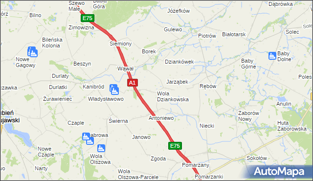 mapa Wola Dziankowska, Wola Dziankowska na mapie Targeo