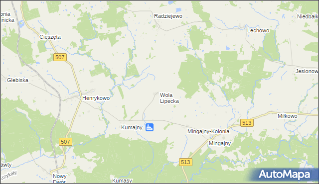 mapa Wola Lipecka, Wola Lipecka na mapie Targeo
