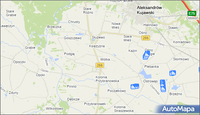 mapa Wólka gmina Aleksandrów Kujawski, Wólka gmina Aleksandrów Kujawski na mapie Targeo
