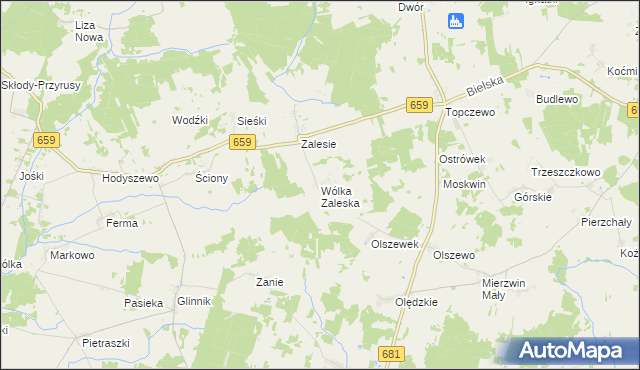 mapa Wólka Zaleska gmina Wyszki, Wólka Zaleska gmina Wyszki na mapie Targeo