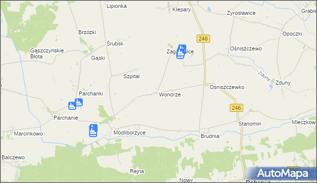 mapa Wonorze, Wonorze na mapie Targeo