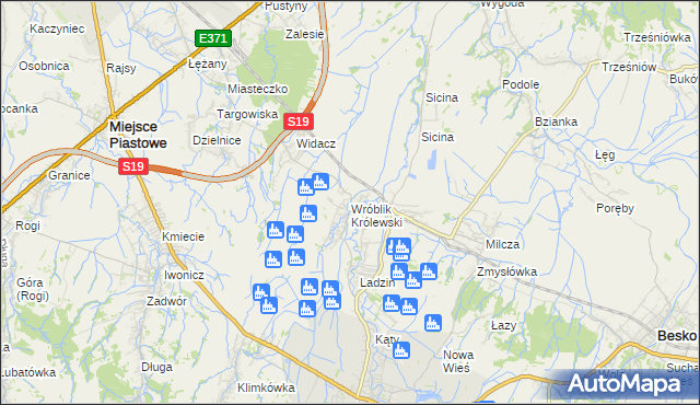 mapa Wróblik Królewski, Wróblik Królewski na mapie Targeo