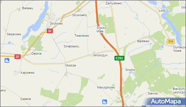 mapa Wronczyn gmina Stęszew, Wronczyn gmina Stęszew na mapie Targeo
