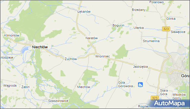 mapa Wroniniec, Wroniniec na mapie Targeo