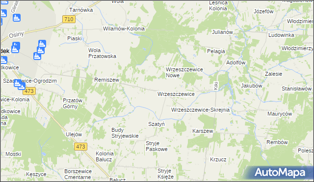 mapa Wrzeszczewice, Wrzeszczewice na mapie Targeo