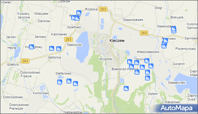 mapa Wygoda gmina Kazimierz Biskupi, Wygoda gmina Kazimierz Biskupi na mapie Targeo