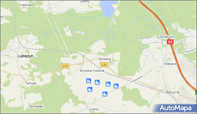 mapa Wysoka gmina Lubiszyn, Wysoka gmina Lubiszyn na mapie Targeo