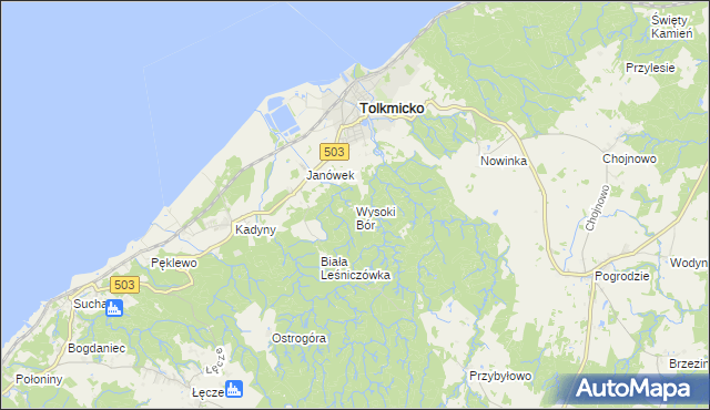 mapa Wysoki Bór, Wysoki Bór na mapie Targeo