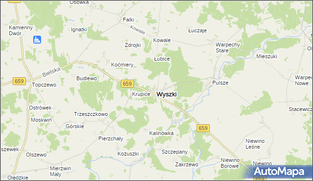 mapa Wyszki powiat bielski, Wyszki powiat bielski na mapie Targeo