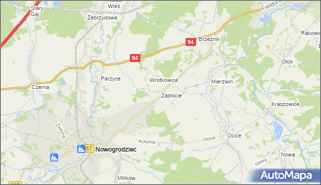 mapa Zabłocie gmina Nowogrodziec, Zabłocie gmina Nowogrodziec na mapie Targeo