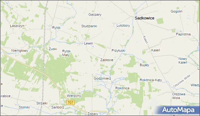 mapa Zabłocie gmina Sadkowice, Zabłocie gmina Sadkowice na mapie Targeo