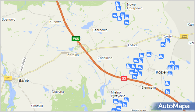 mapa Zadeklino, Zadeklino na mapie Targeo