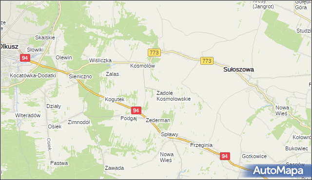 mapa Zadole Kosmolowskie, Zadole Kosmolowskie na mapie Targeo