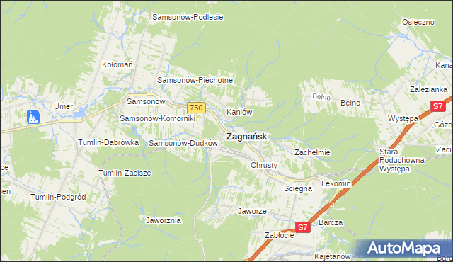 mapa Zagnańsk, Zagnańsk na mapie Targeo