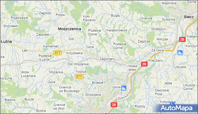 mapa Zagórzany gmina Gorlice, Zagórzany gmina Gorlice na mapie Targeo