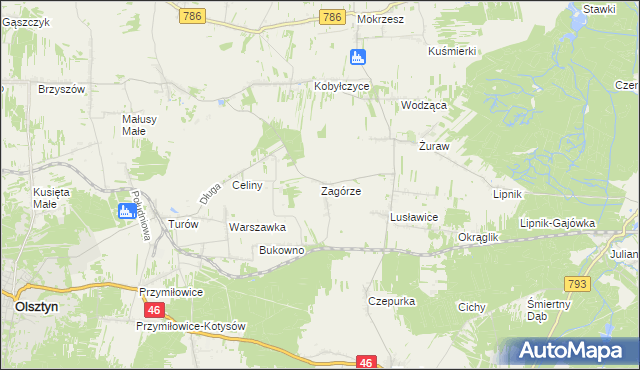 mapa Zagórze gmina Janów, Zagórze gmina Janów na mapie Targeo