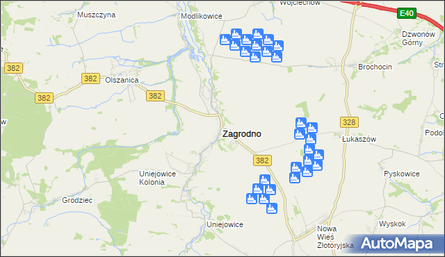 mapa Zagrodno powiat złotoryjski, Zagrodno powiat złotoryjski na mapie Targeo