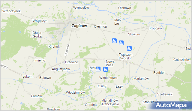 mapa Zalesie gmina Zagórów, Zalesie gmina Zagórów na mapie Targeo