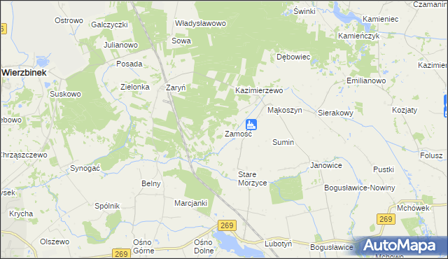 mapa Zamość gmina Wierzbinek, Zamość gmina Wierzbinek na mapie Targeo