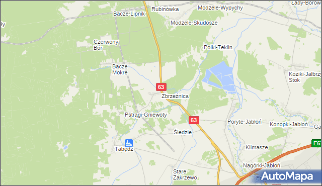 mapa Zbrzeżnica, Zbrzeżnica na mapie Targeo