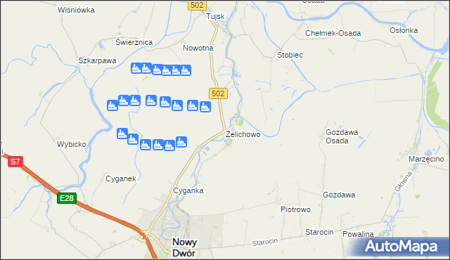 mapa Żelichowo gmina Nowy Dwór Gdański, Żelichowo gmina Nowy Dwór Gdański na mapie Targeo