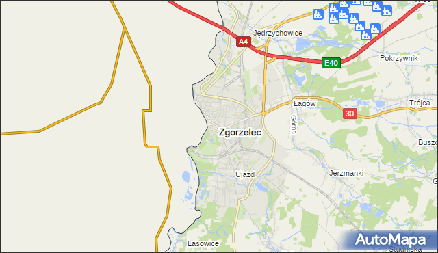 mapa Zgorzelec, Zgorzelec na mapie Targeo