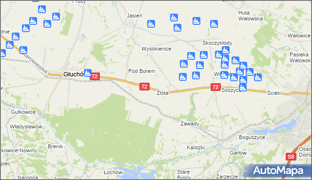 mapa Złota gmina Głuchów, Złota gmina Głuchów na mapie Targeo