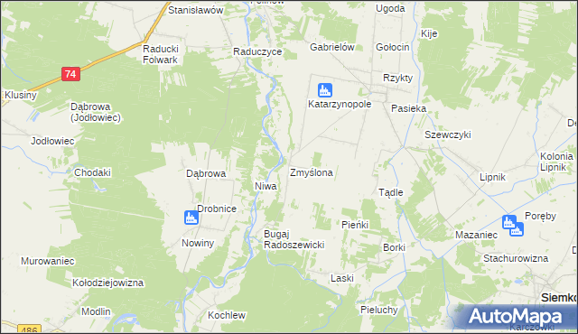 mapa Zmyślona gmina Siemkowice, Zmyślona gmina Siemkowice na mapie Targeo
