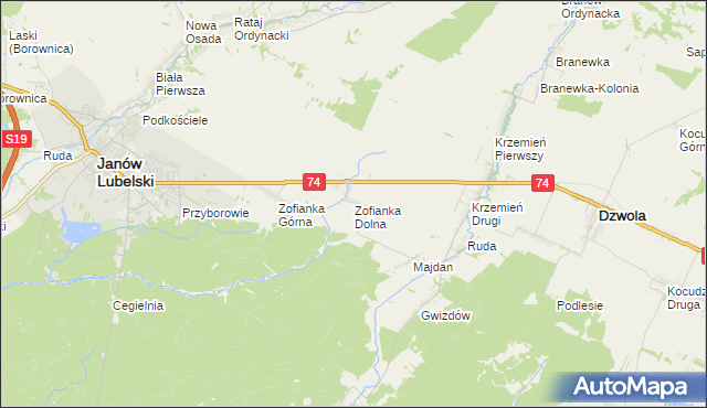 mapa Zofianka Dolna, Zofianka Dolna na mapie Targeo