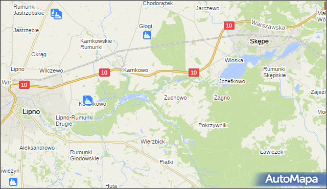 mapa Żuchowo, Żuchowo na mapie Targeo