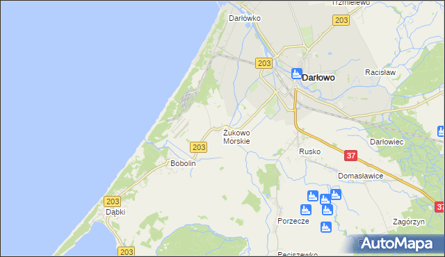 mapa Żukowo Morskie, Żukowo Morskie na mapie Targeo