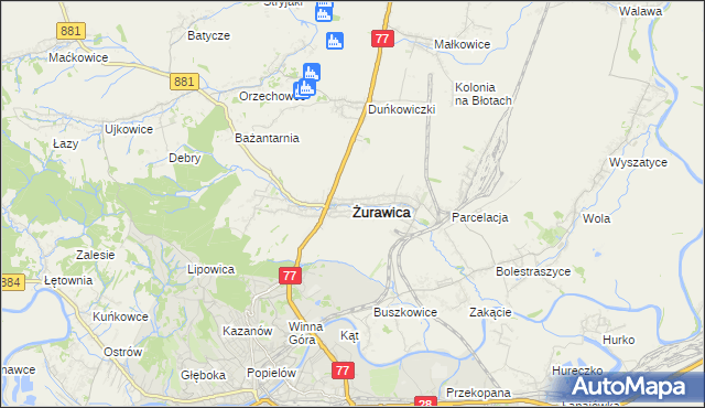 mapa Żurawica powiat przemyski, Żurawica powiat przemyski na mapie Targeo