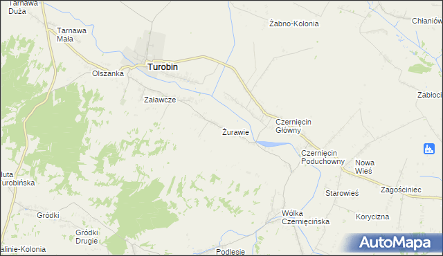 mapa Żurawie gmina Turobin, Żurawie gmina Turobin na mapie Targeo