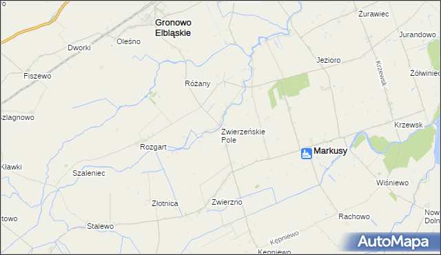 mapa Zwierzeńskie Pole, Zwierzeńskie Pole na mapie Targeo