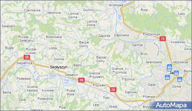 mapa Bączal Dolny, Bączal Dolny na mapie Targeo