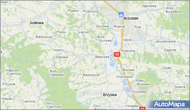 mapa Błażkowa gmina Brzyska, Błażkowa gmina Brzyska na mapie Targeo