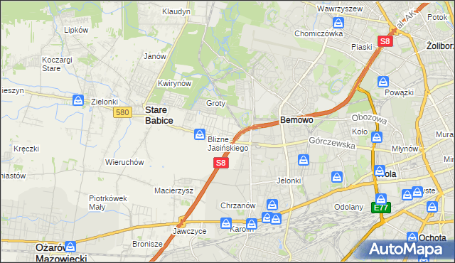 mapa Blizne Łaszczyńskiego, Blizne Łaszczyńskiego na mapie Targeo