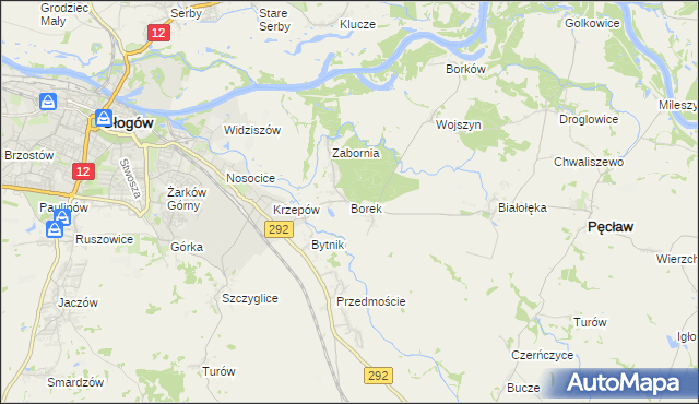 mapa Borek gmina Głogów, Borek gmina Głogów na mapie Targeo