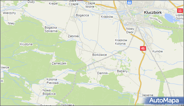 mapa Borkowice gmina Kluczbork, Borkowice gmina Kluczbork na mapie Targeo