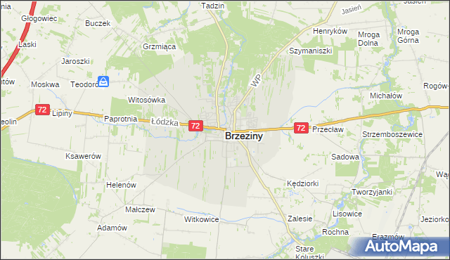 mapa Brzeziny, Brzeziny na mapie Targeo