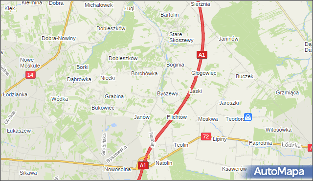 mapa Byszewy, Byszewy na mapie Targeo